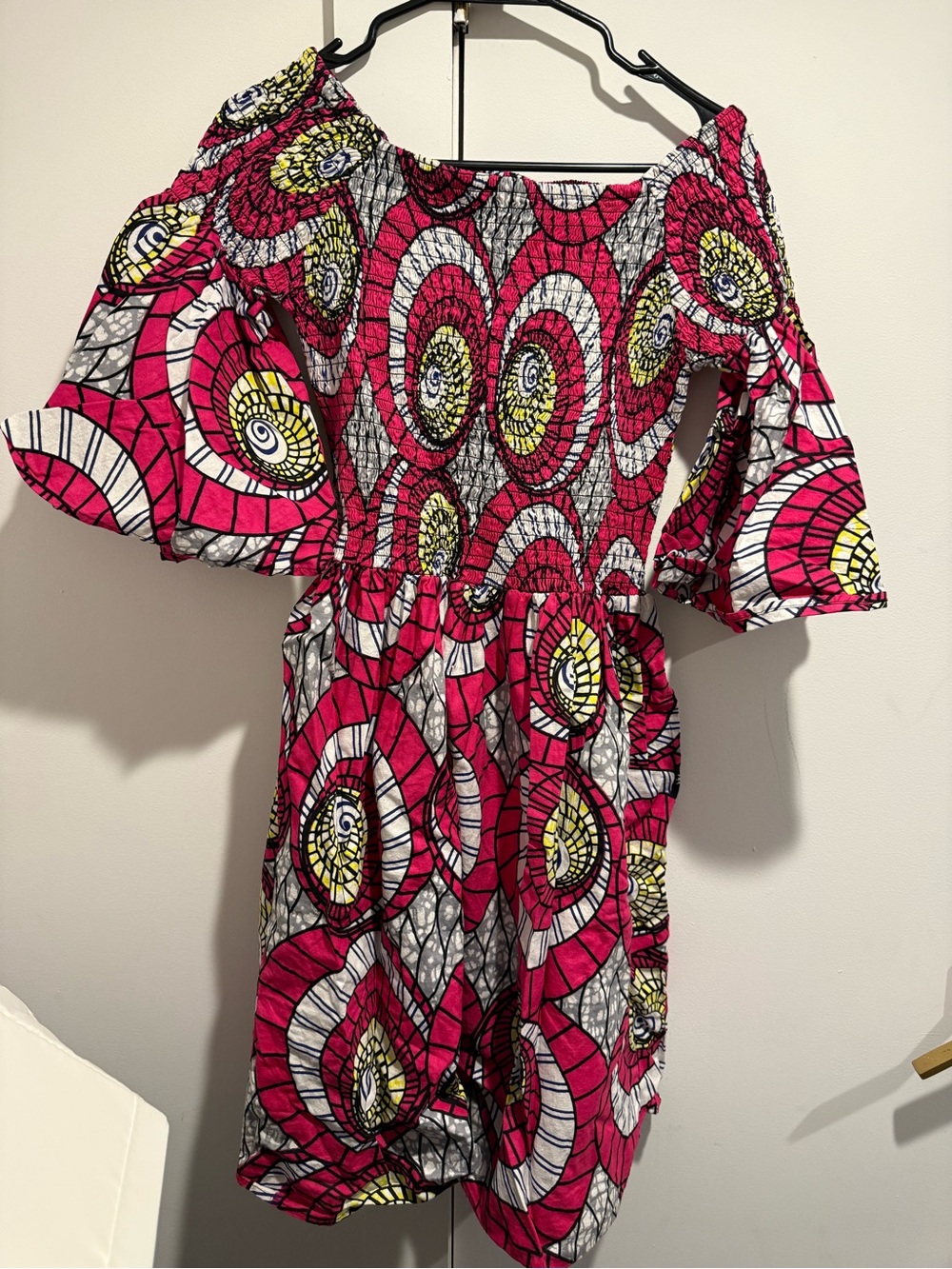 Women's Pink Floral Circle Off-Shoulder Casual Dress